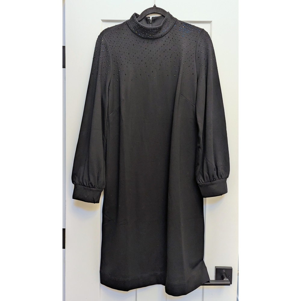 Chico's Black Label Elegant Beaded Black Dress